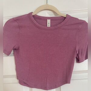 Lululemon Wundermost Ultra Soft Crewneck Cropped T-shirt Rose Pink